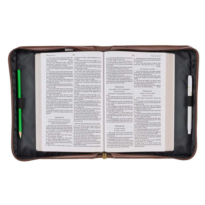 On Wings Like Eagles Brown Faux Leather Classic Bible Cover - Isaiah 40:31