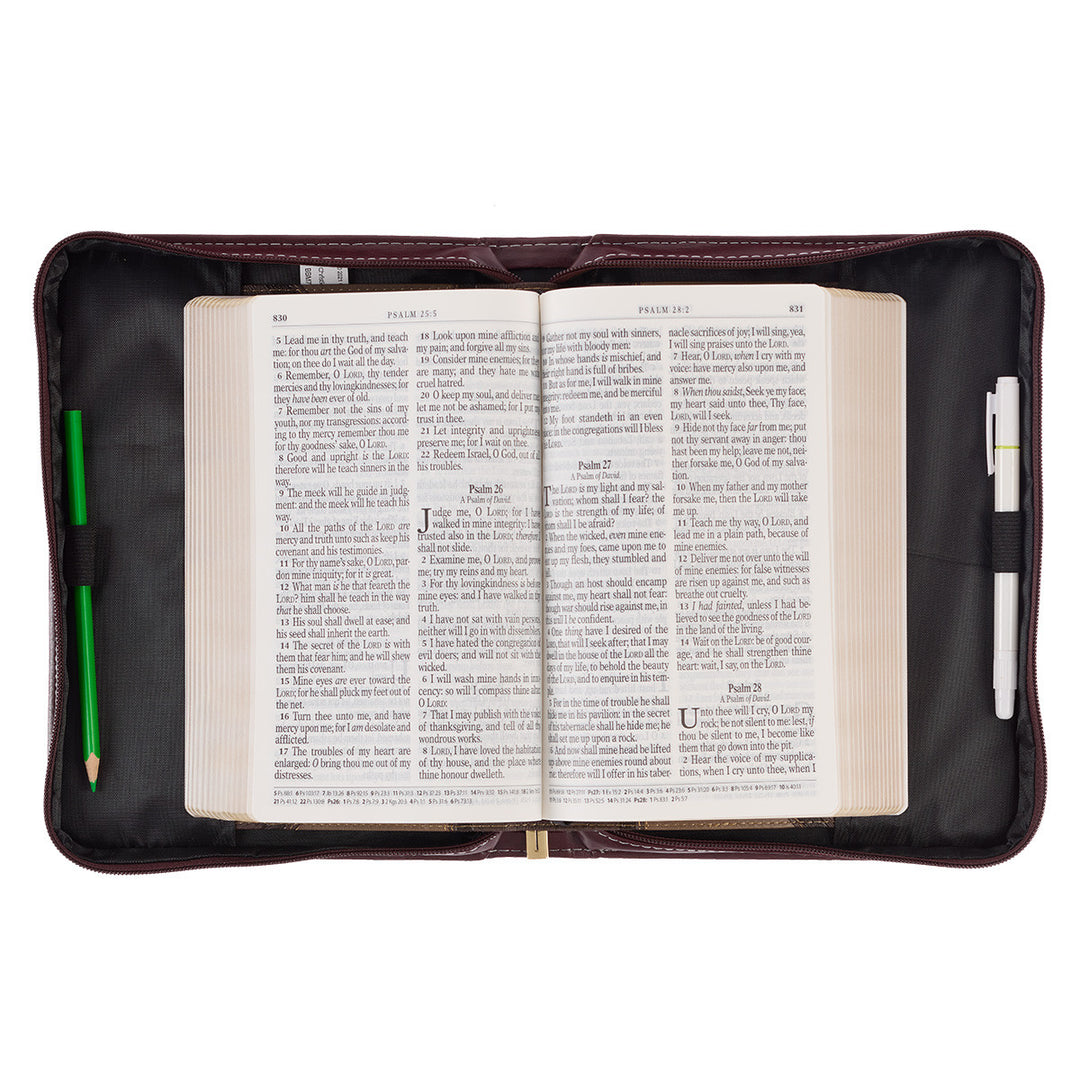 Be Still and Know Neutral Florals Faux Leather Fashion Bible Cover – Psalm 46:10