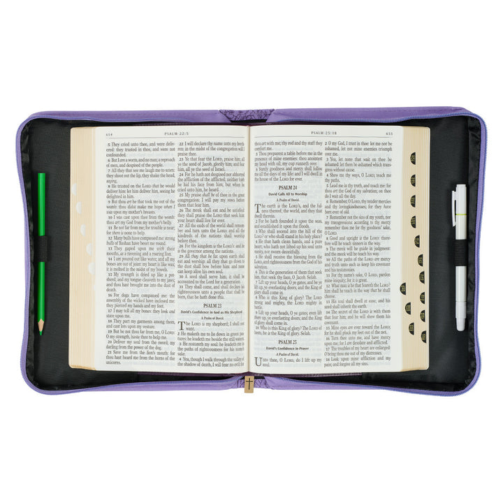 Saved by Grace Hydrangea Lavender Faux Leather Fashion Bible Cover - Ephesians 2:8