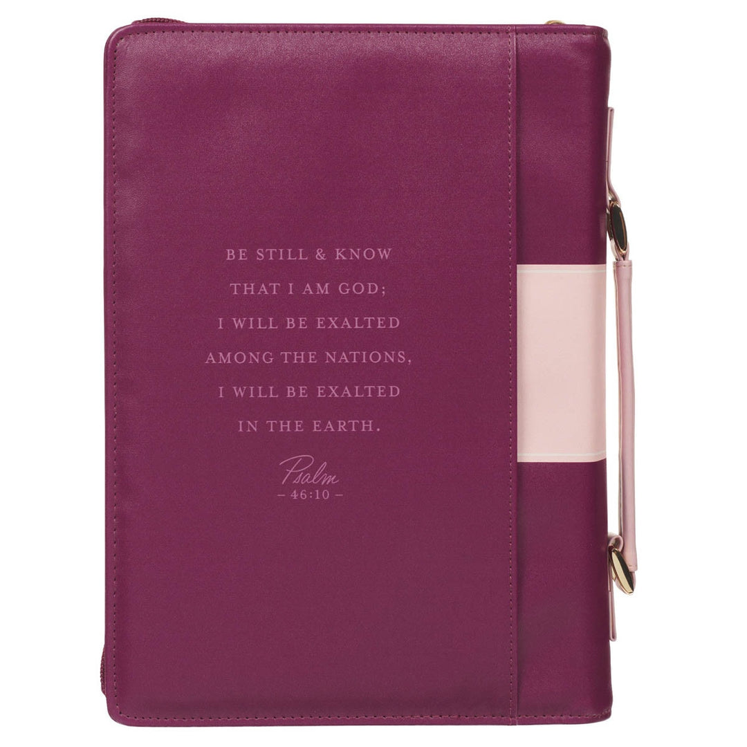 Be Still and Know Pearlescent Plum Fashion Bible Cover - Psalm 46:10