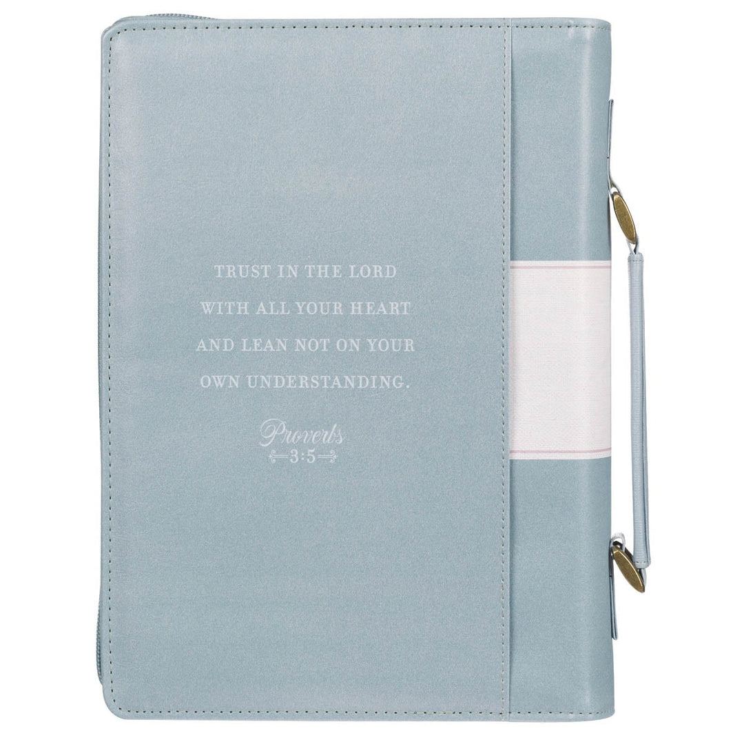 Trust in the Lord Pearlescent Pewter Floral Fashion Bible Cover - Proverbs 3:5