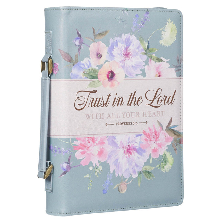 Trust in the Lord Pearlescent Pewter Floral Fashion Bible Cover - Proverbs 3:5