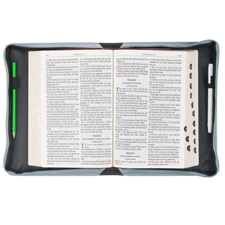 Trust in the Lord Pearlescent Pewter Floral Fashion Bible Cover - Proverbs 3:5