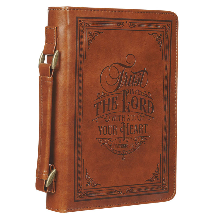 Trust in the Lord Honey-brown Faux Leather Classic Bible Cover - Proverbs 3:5