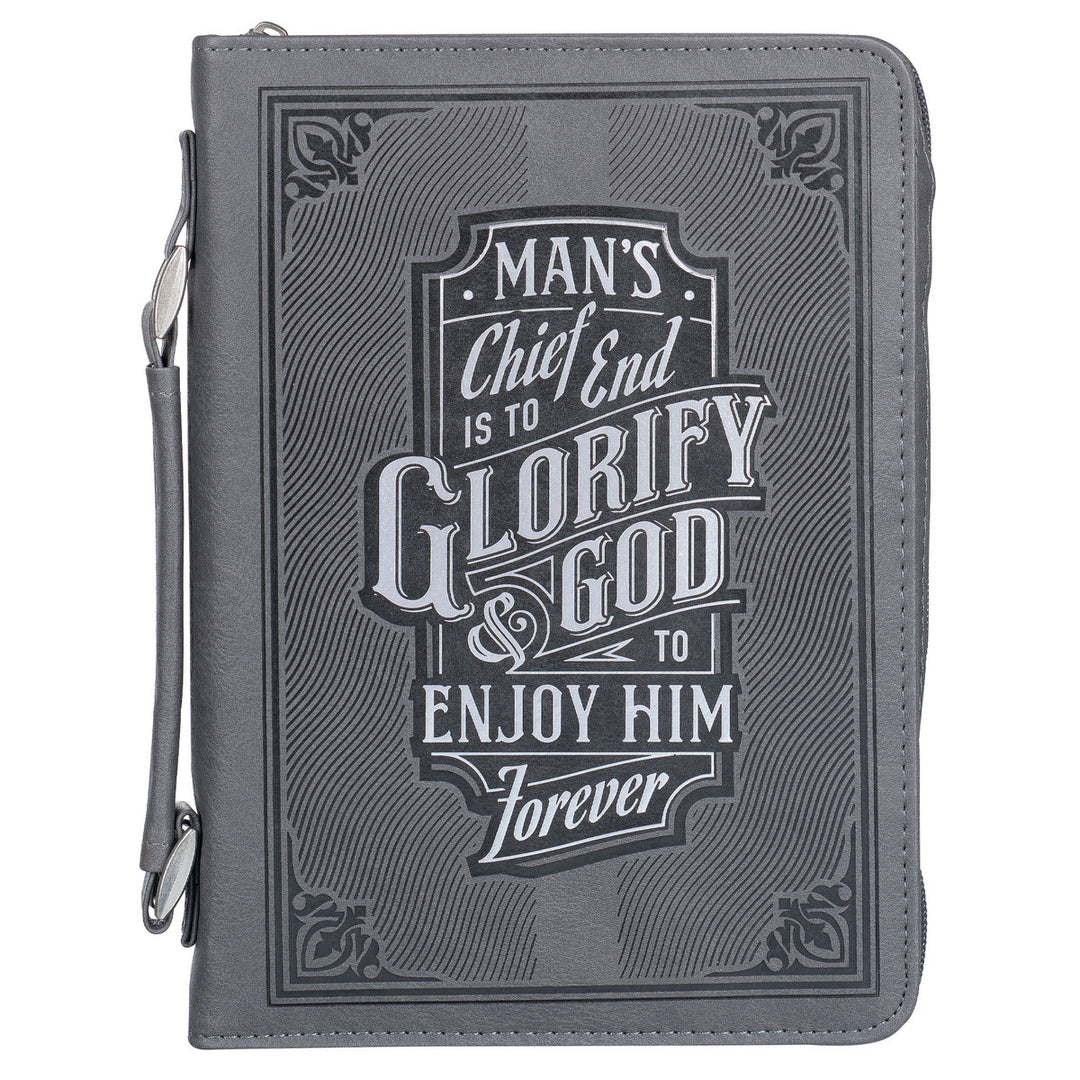 Glorify God Gray Faux Leather Classic Bible Cover