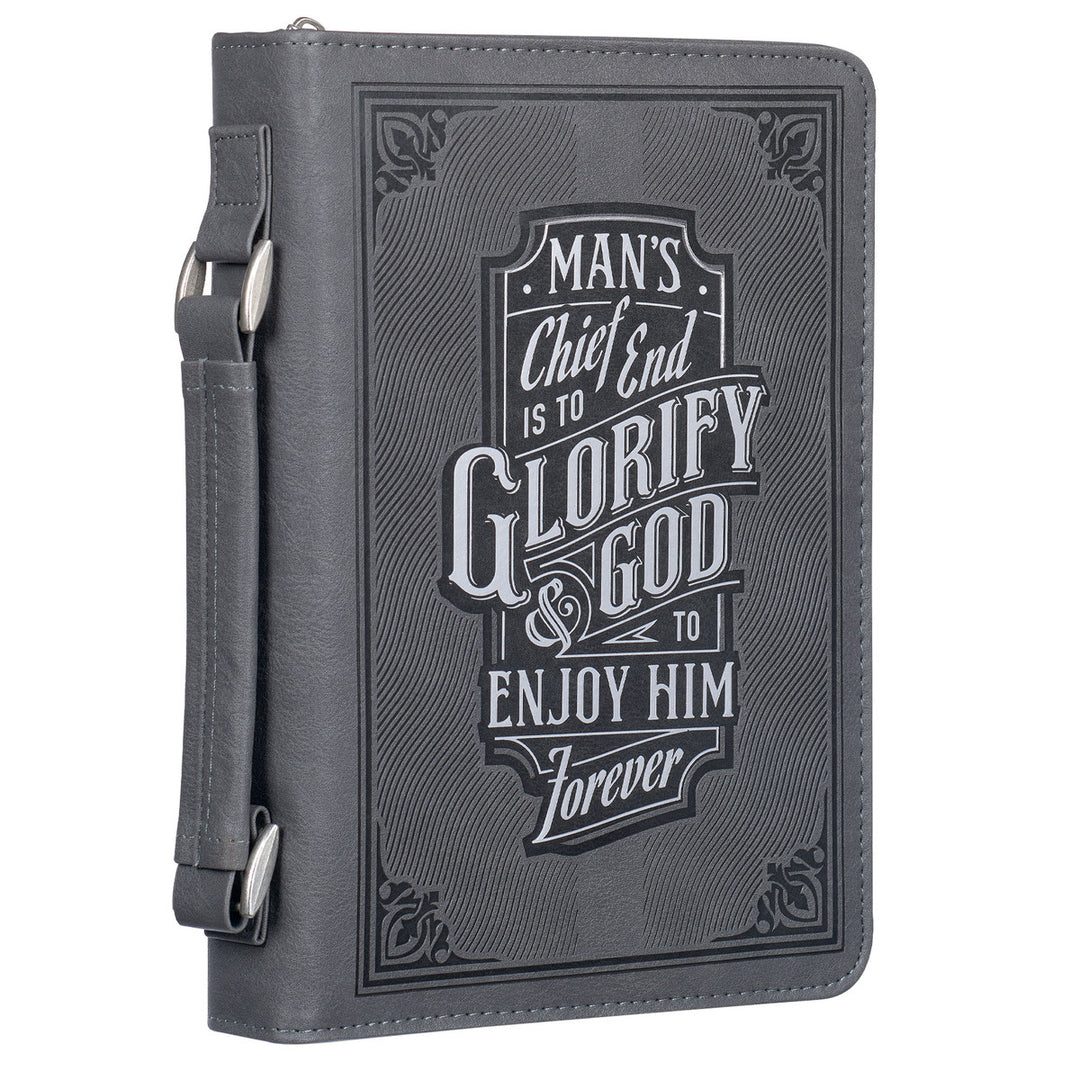 Glorify God Gray Faux Leather Classic Bible Cover