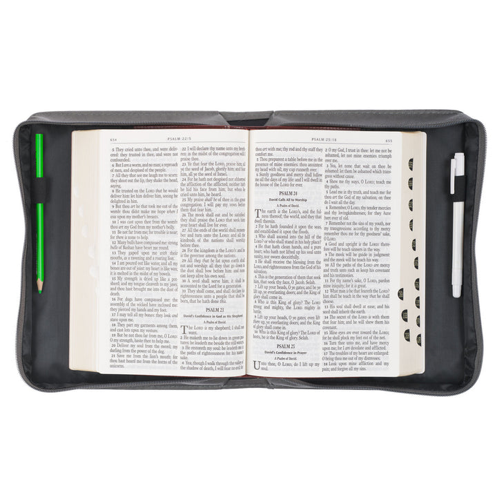 Glorify God Gray Faux Leather Classic Bible Cover