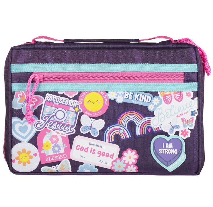 Shine For Jesus Stickers Purple Fashion Bible Cover - Proverbs 31:25