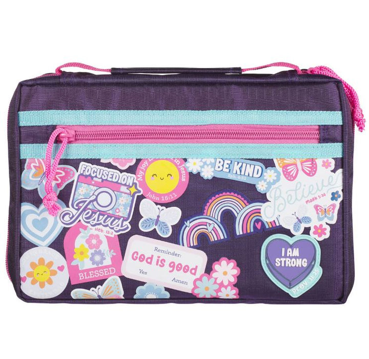 Shine For Jesus Stickers Purple Fashion Bible Cover - Proverbs 31:25