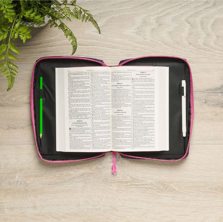 Shine For Jesus Stickers Purple Fashion Bible Cover - Proverbs 31:25