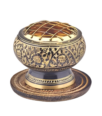 3.5" Brass Screen Charcoal Burner with Coaster