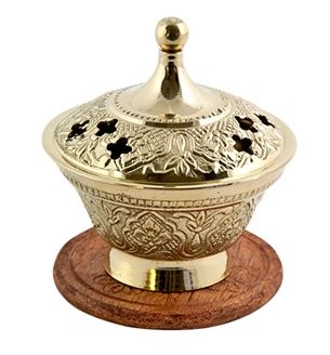 3.5" Brass Screen Charcoal Burner with Coaster