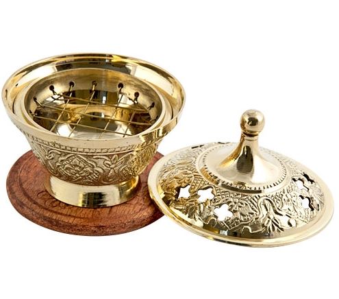 3.5" Brass Screen Charcoal Burner with Coaster