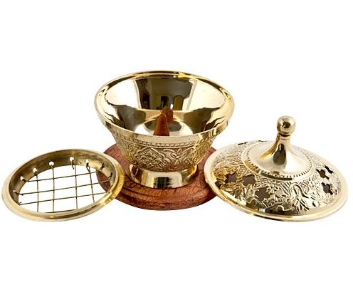 3.5" Brass Screen Charcoal Burner with Coaster