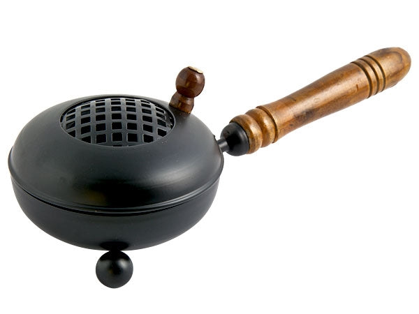 10" Black Metal Censor Burner with Wooden Handle