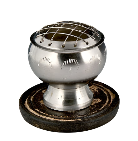 2" Brass Screen Charcoal Burner in Pewter Finish