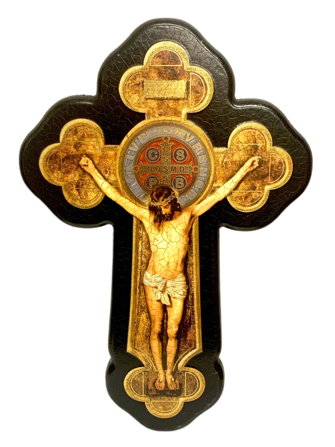 17" Black Wooden St. Benedict Crucifix