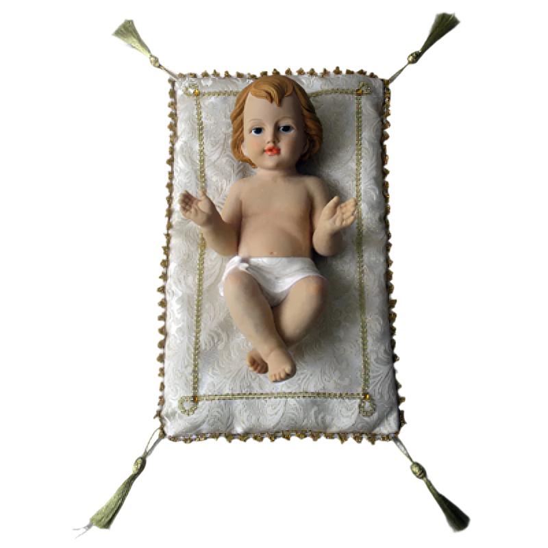 12" Baby Jesus with Ivory/Gold Cushion