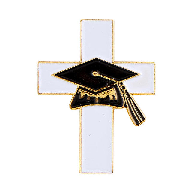 Graduation Cross and Cap Lapel Pin