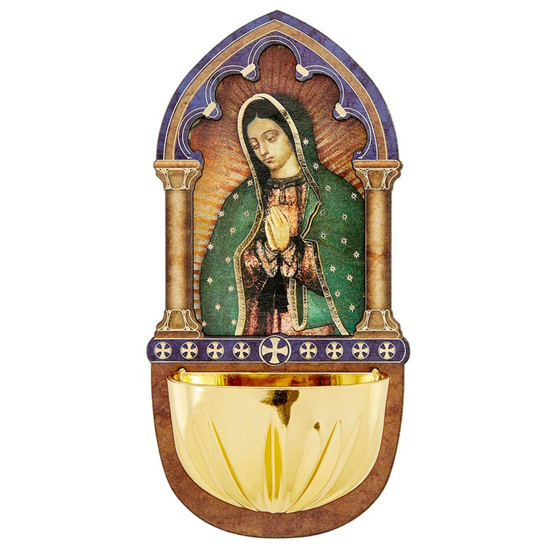 Our Lady of Guadalupe Wood Holy Water Font