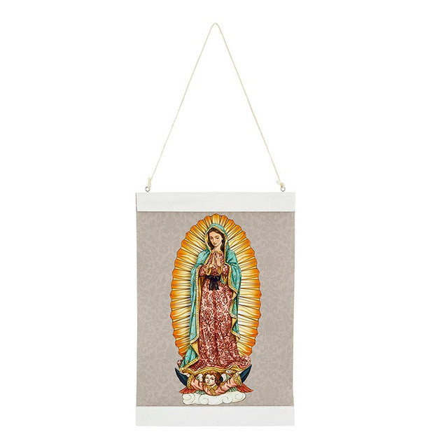 Our Lady of Guadalupe Gray Background Canvas Wall Hang