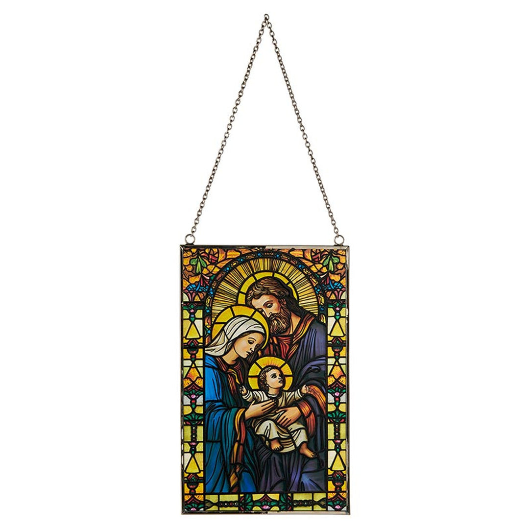 5"x8" Hanging Holy Family Stained Glass Plaque