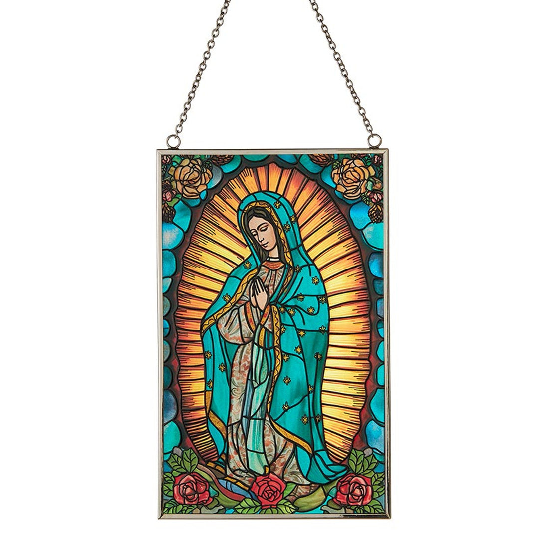 5x8 Our Lady of Guadalupe Hanging Stained Glass Plaque