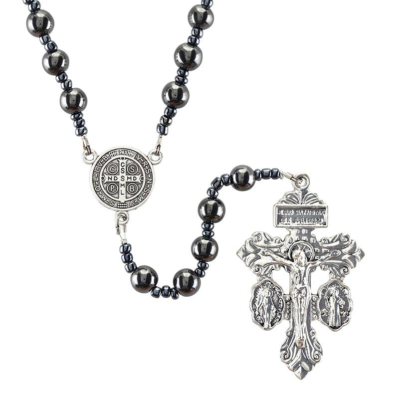 8mm Hematite St. Benedict Battle Rosary
