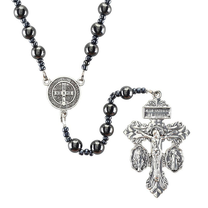 8mm Hematite St. Benedict Battle Rosary