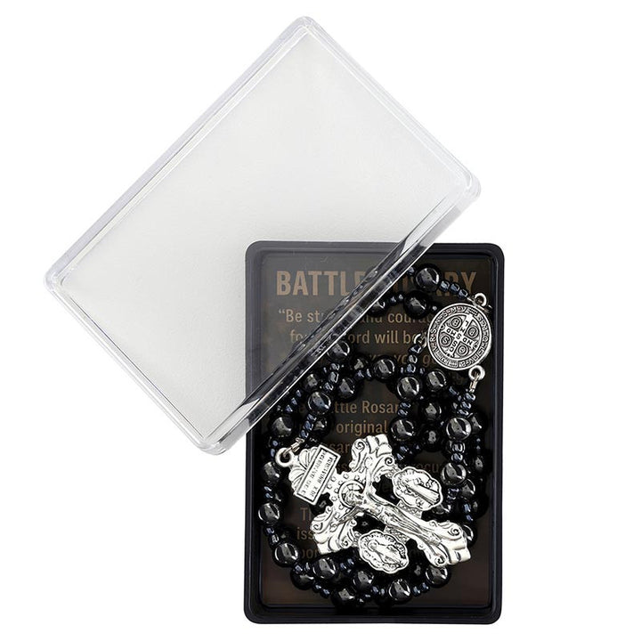 8mm Hematite St. Benedict Battle Rosary