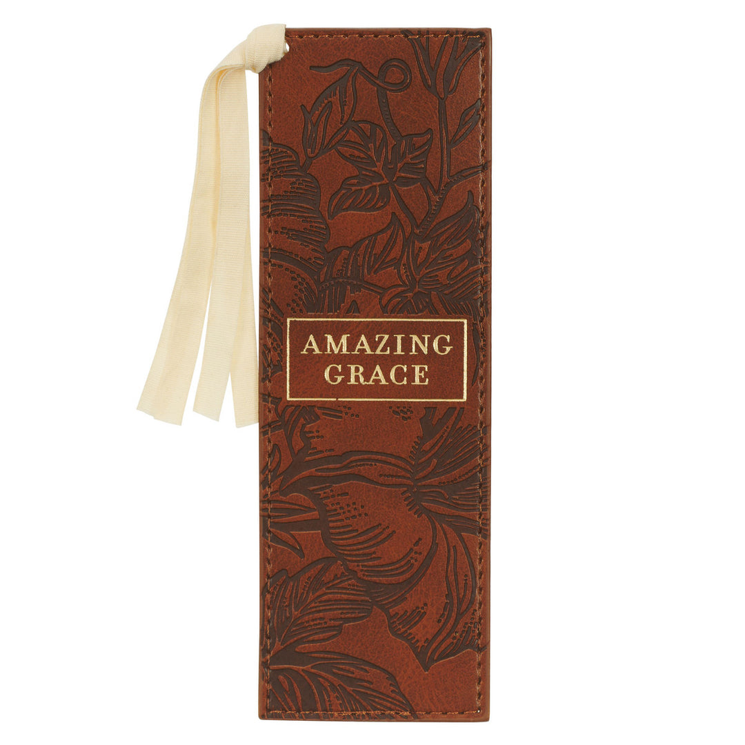 Amazing Grace Honey Brown Faux Leather Bookmark