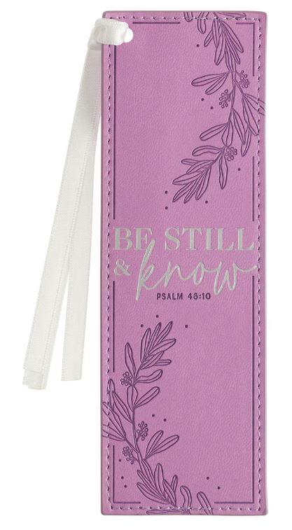 Be Still and Know Lilac Faux Leather Bookmark - Psalm 46:10