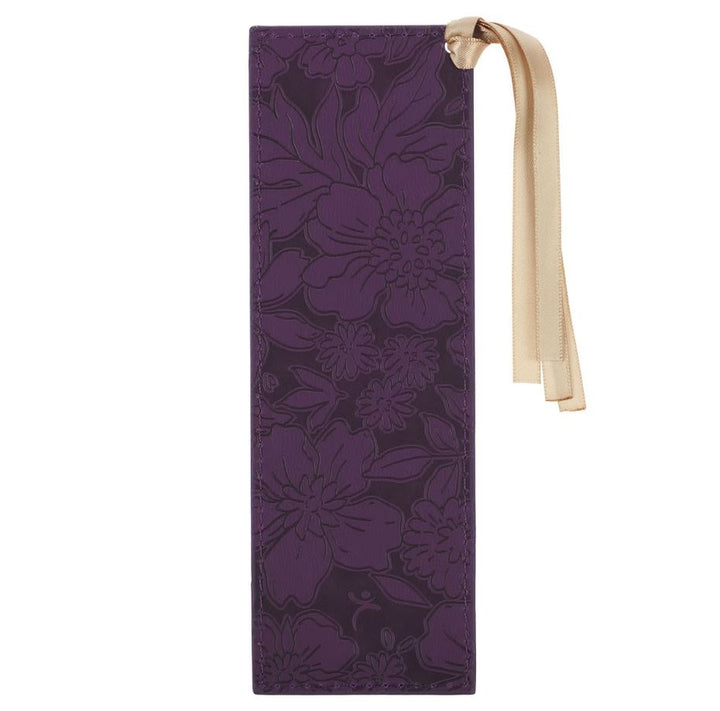 Strength and Dignity Purple Rose Faux Leather Bookmark' - Proverbs 31:25