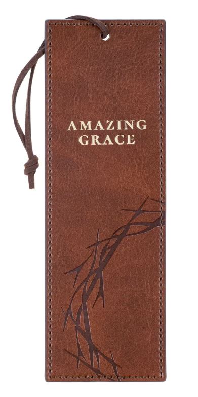 Amazing Grace Honey-brown Faux Leather Bookmark - Isaiah 53:3