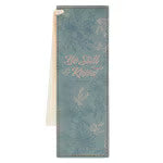 Be Still Teal Floral Faux Leather Bookmark - Psalm 46:10