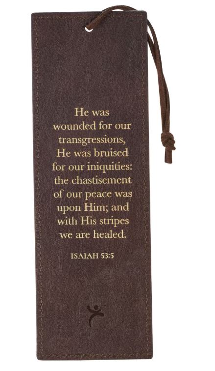 Amazing Grace Honey-brown Faux Leather Bookmark - Isaiah 53:3