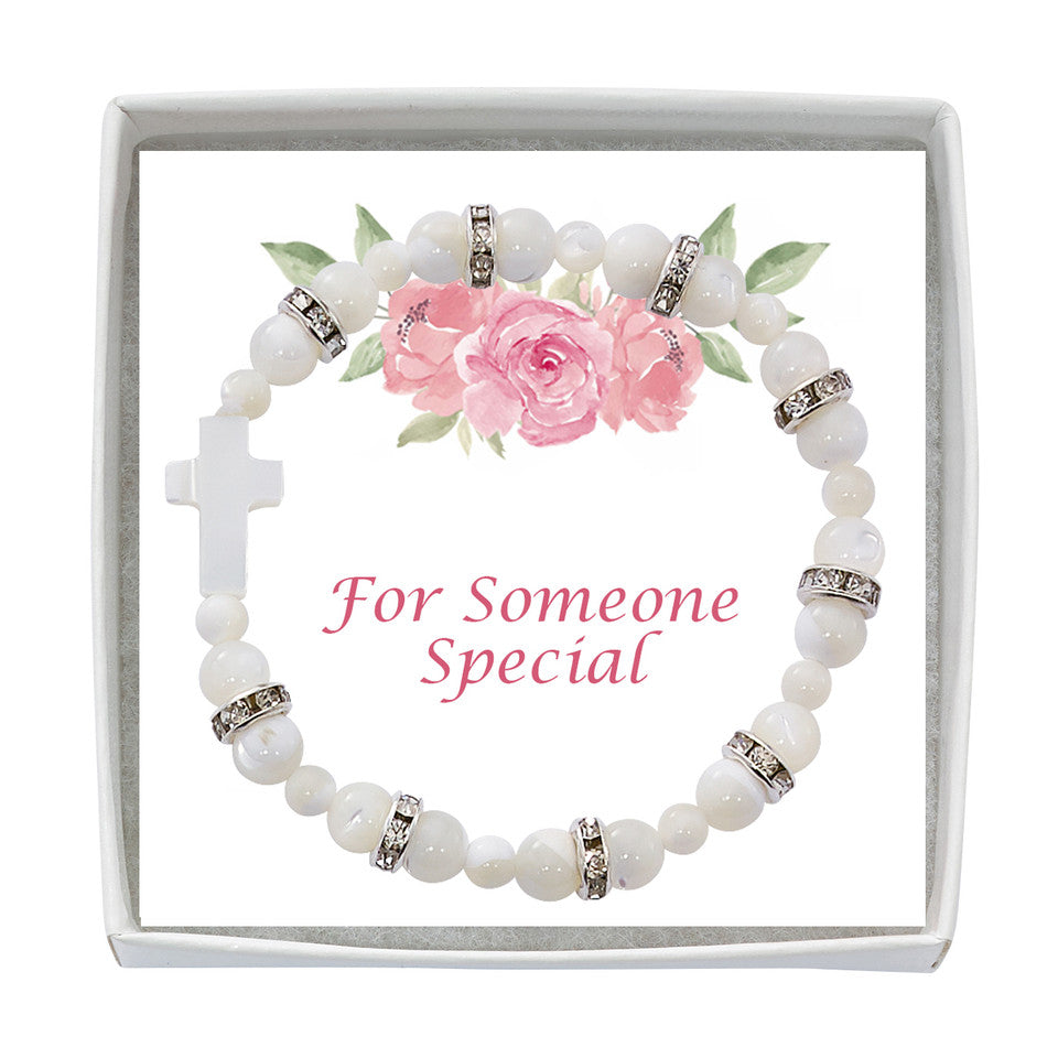 6.5" Mother of Pearl Youth Stretch Bracelet