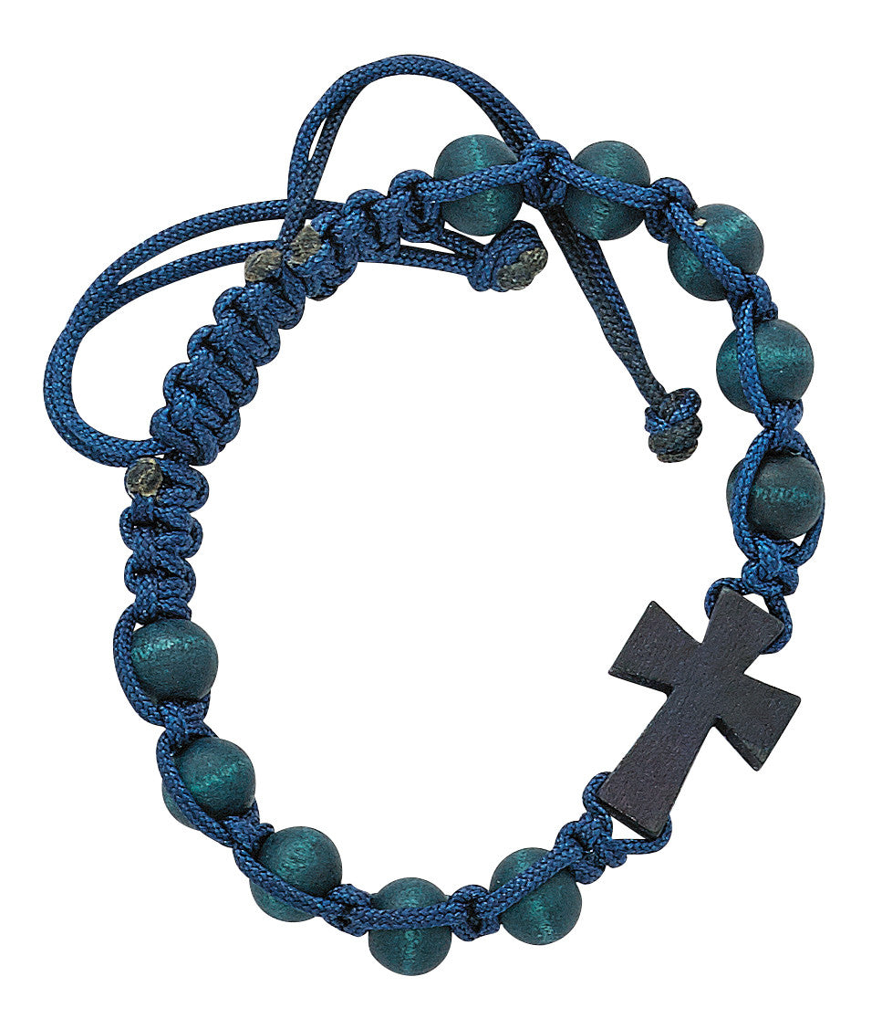8mm Adjustable Blue Corded Cross Bracelet