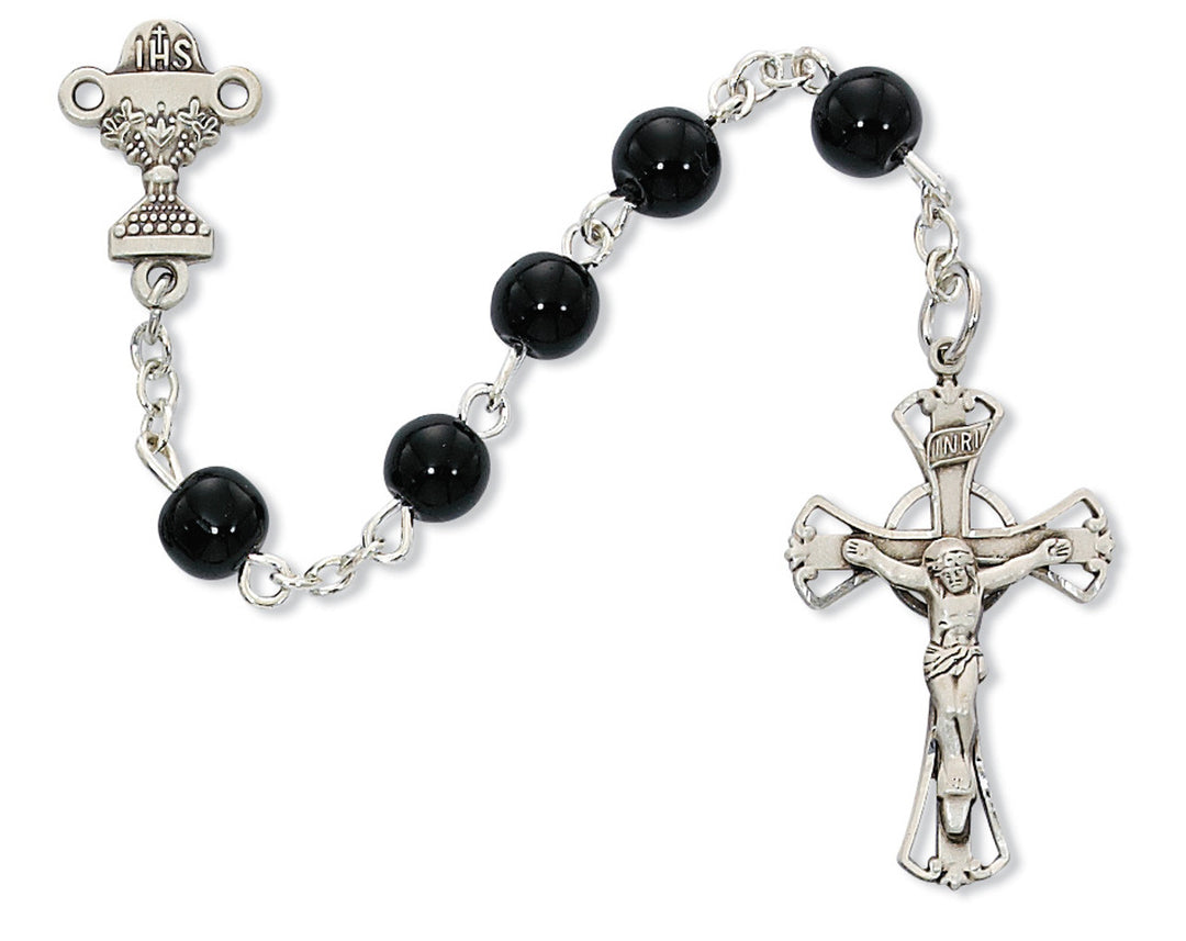 Black Glass Communion Rosary