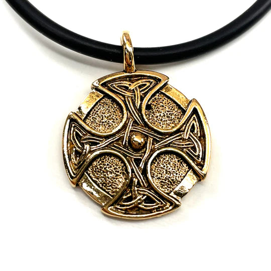 Celtic Cross Trinity Shield Gold Finish Pendant Gold Stainless Steel Chain Necklace