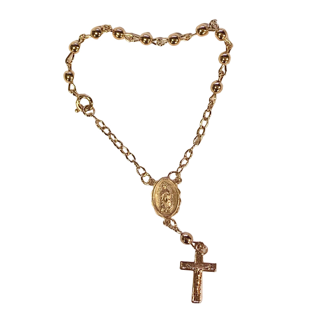 4mm Rose Gold Plated Our Lady of Guadalupe Rosary Bracelet