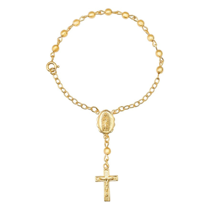 4mm Gold Plated Our Lady of Guadalupe Rosary Bracelet