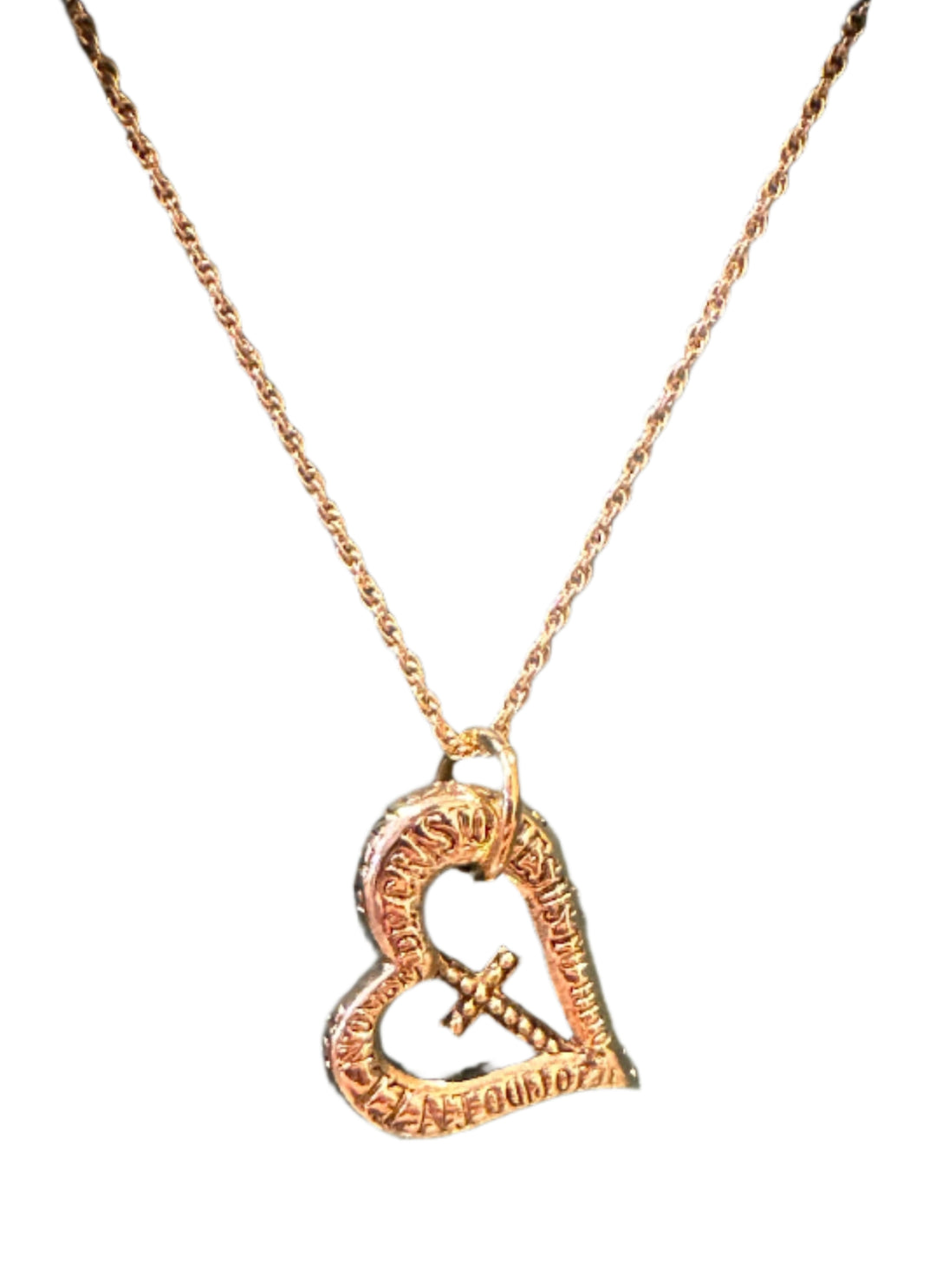 Gold Tone Heart Charm Necklace