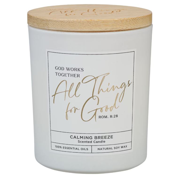All Things For Good Calming Breeze Candle in a Glass Jar - Romans 8:28