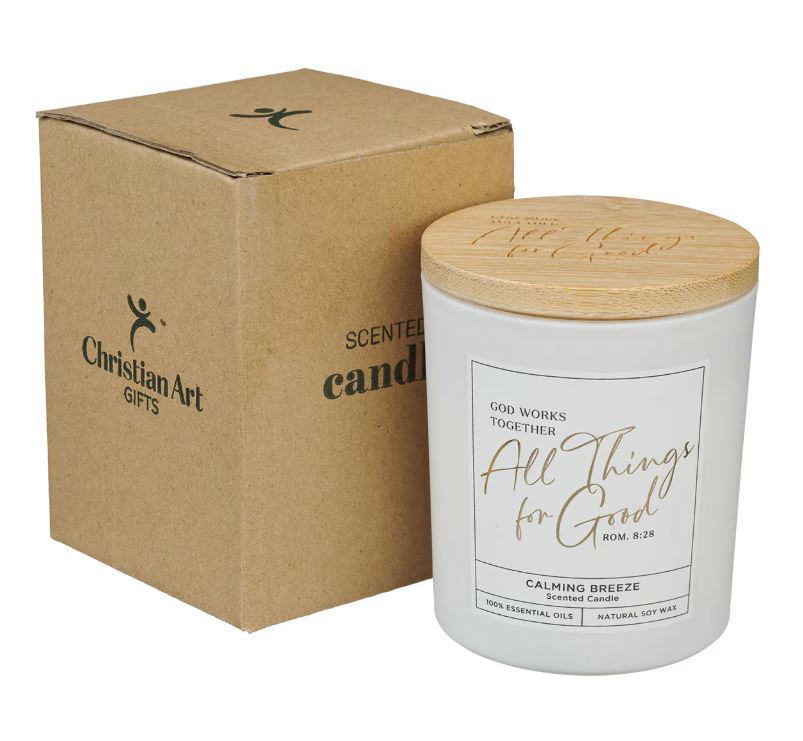 All Things For Good Calming Breeze Candle in a Glass Jar - Romans 8:28
