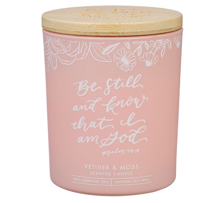 Be Still and Know Vetiver and Moss Candle in a Glass Jar - Psalm 46:10