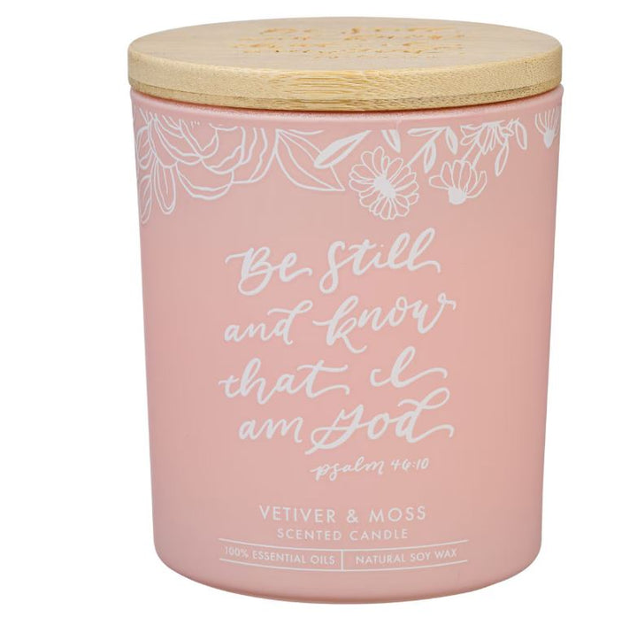 Be Still and Know Vetiver and Moss Candle in a Glass Jar - Psalm 46:10