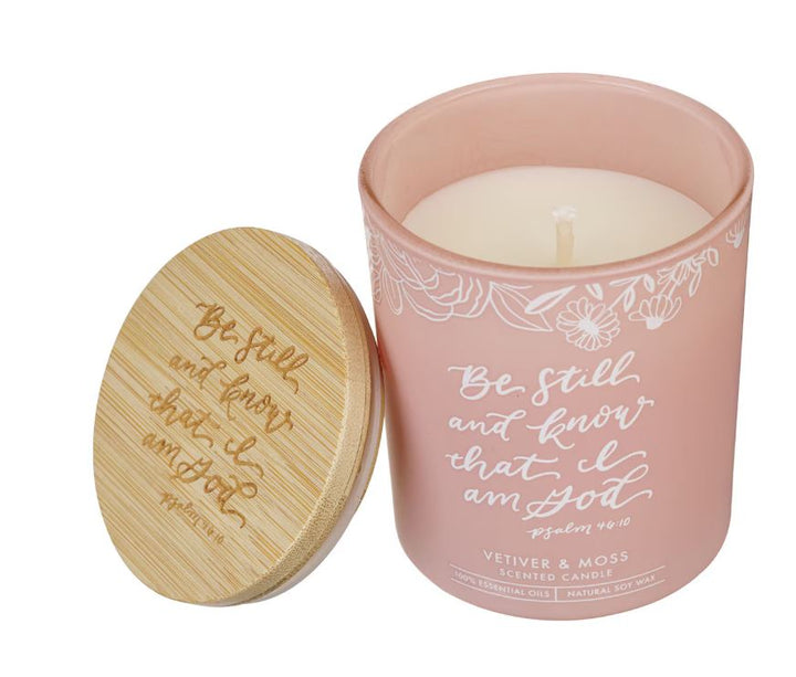 Be Still and Know Vetiver and Moss Candle in a Glass Jar - Psalm 46:10