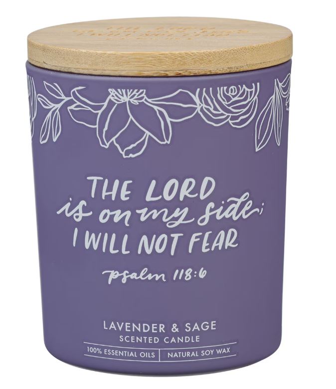 I Will Not Fear Lavender and Sage Candle in a Glass Jar - Psalm 118:6