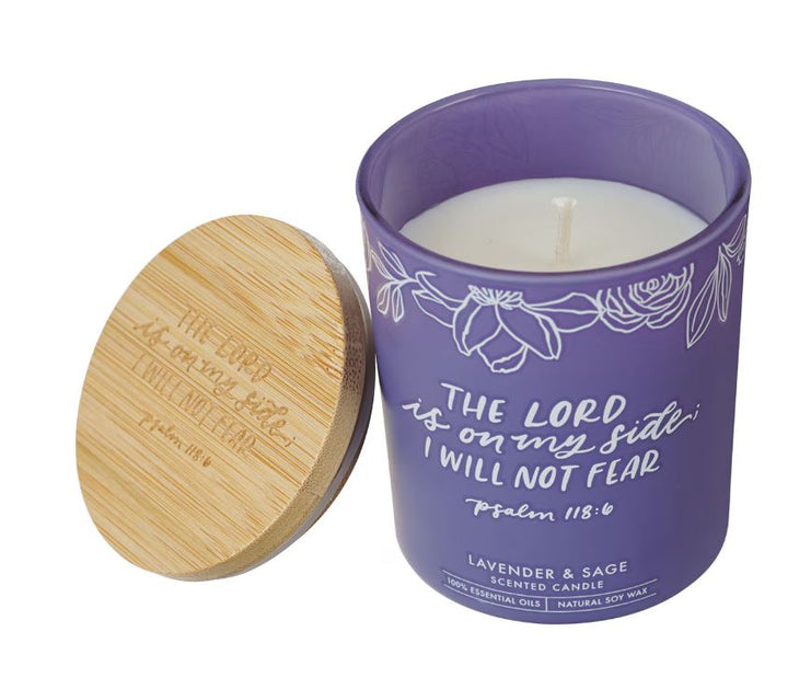 I Will Not Fear Lavender and Sage Candle in a Glass Jar - Psalm 118:6